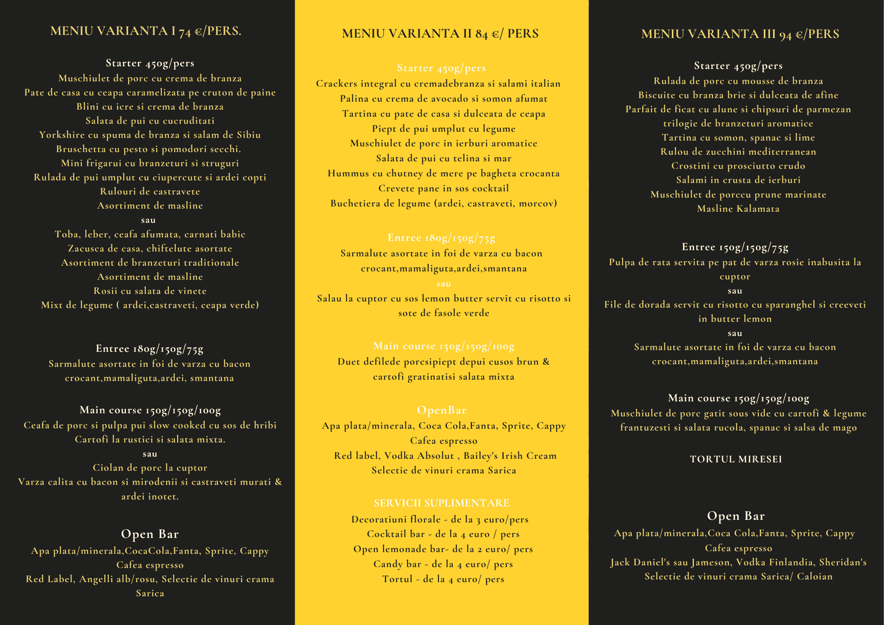 Meniu complet Rudem Events